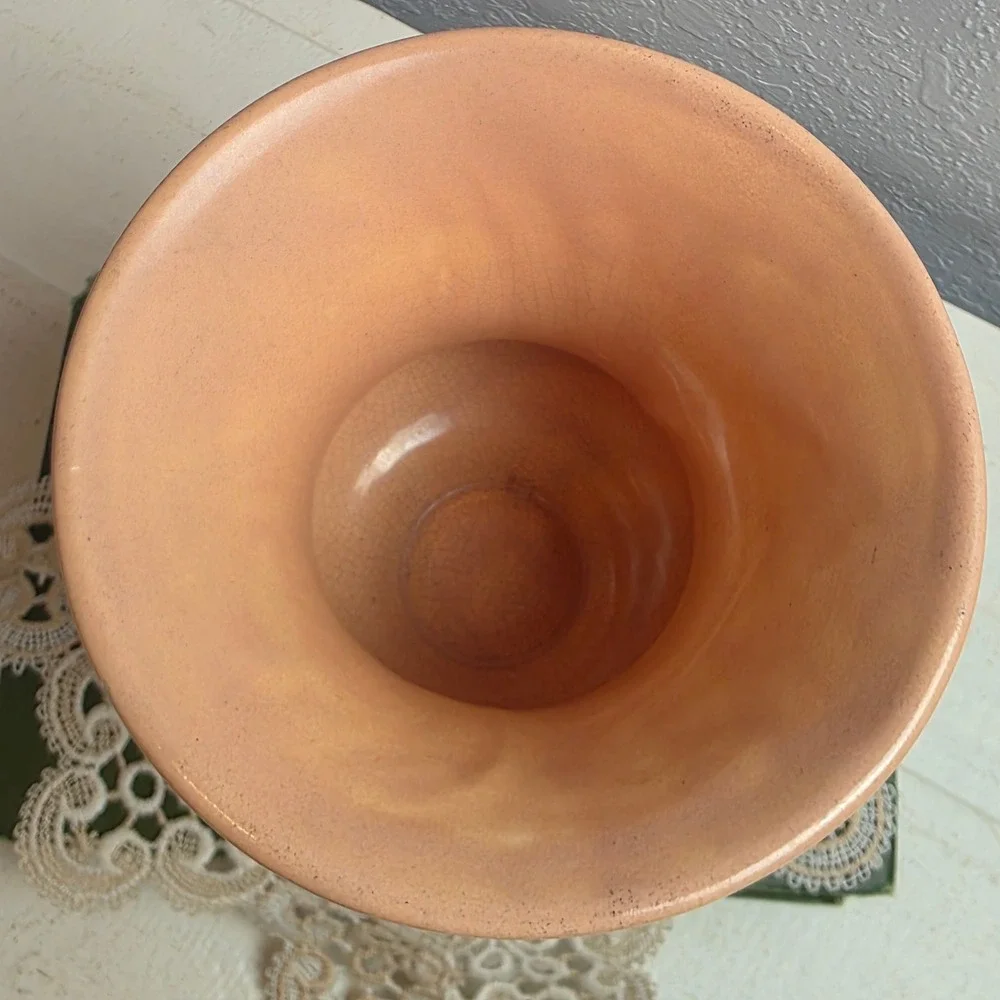 Vintage Red‎ Wing Pottery Salmon Pink Ceramic Trophy Urn Vase Art Deco Style